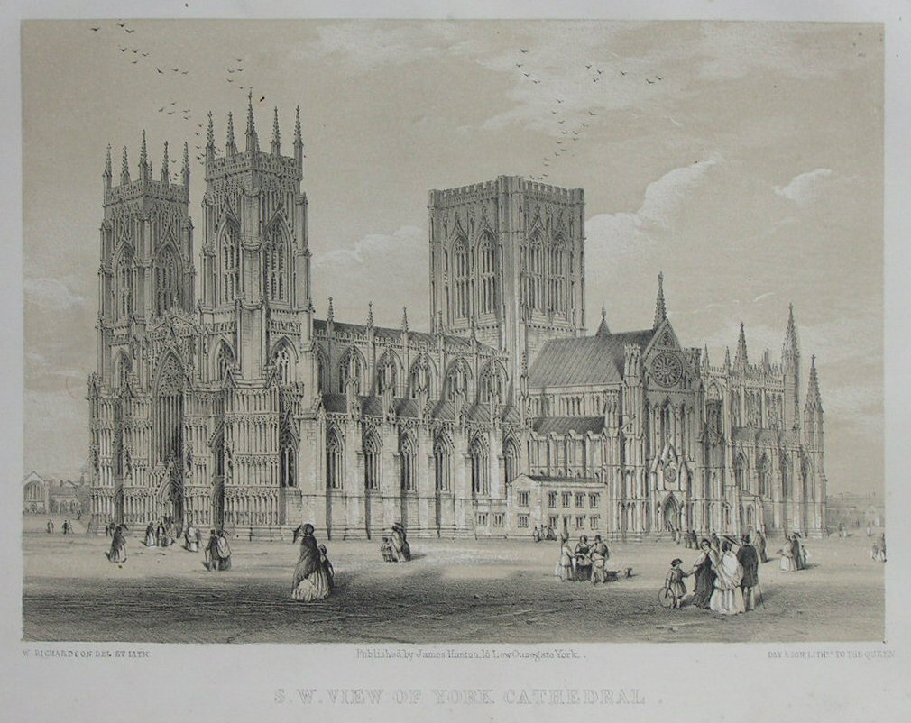 Lithograph - S.W. View of York Cathedral